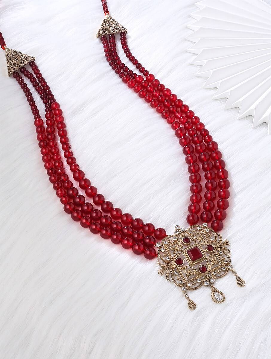 Men Red Beads Necklace