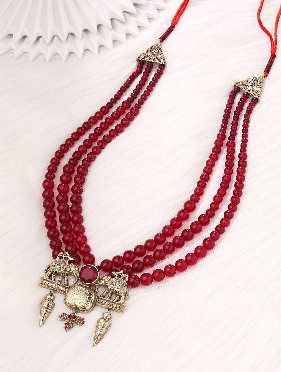 Men Red Beads Necklace