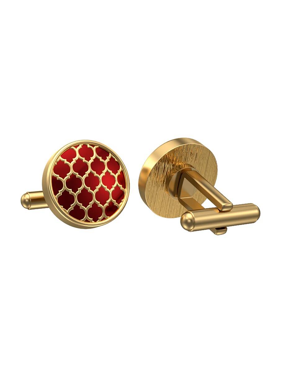 Men Red Brass Cufflinks