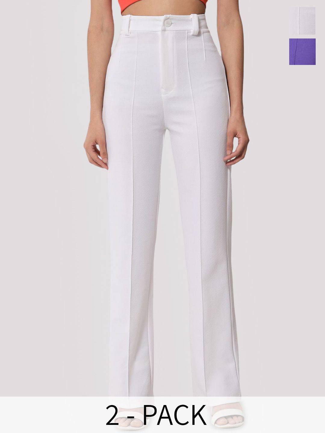 Kotty Women Relaxed Straight Leg Straight Fit High-Rise Easy Wash Trousers