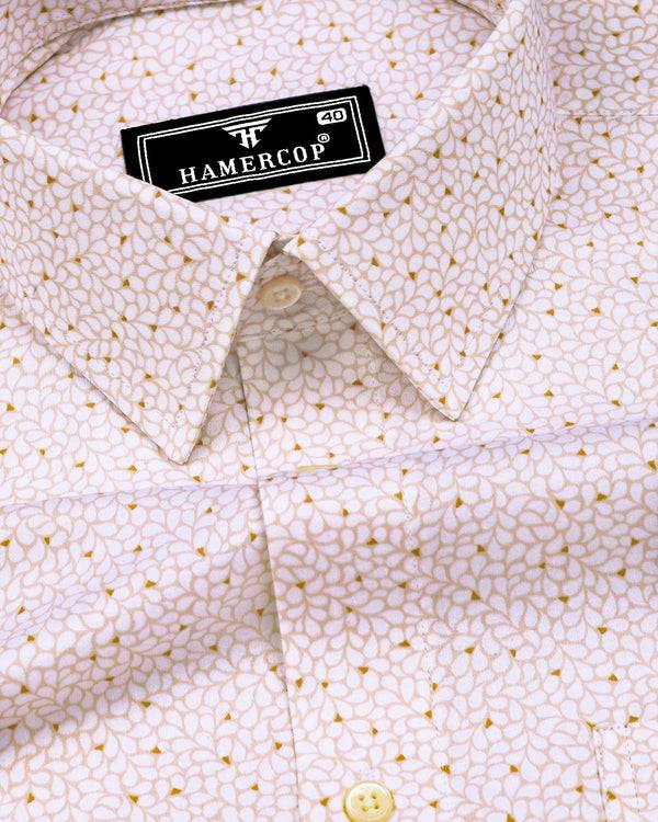 Rison Cream With White Printed Cotton Shirt