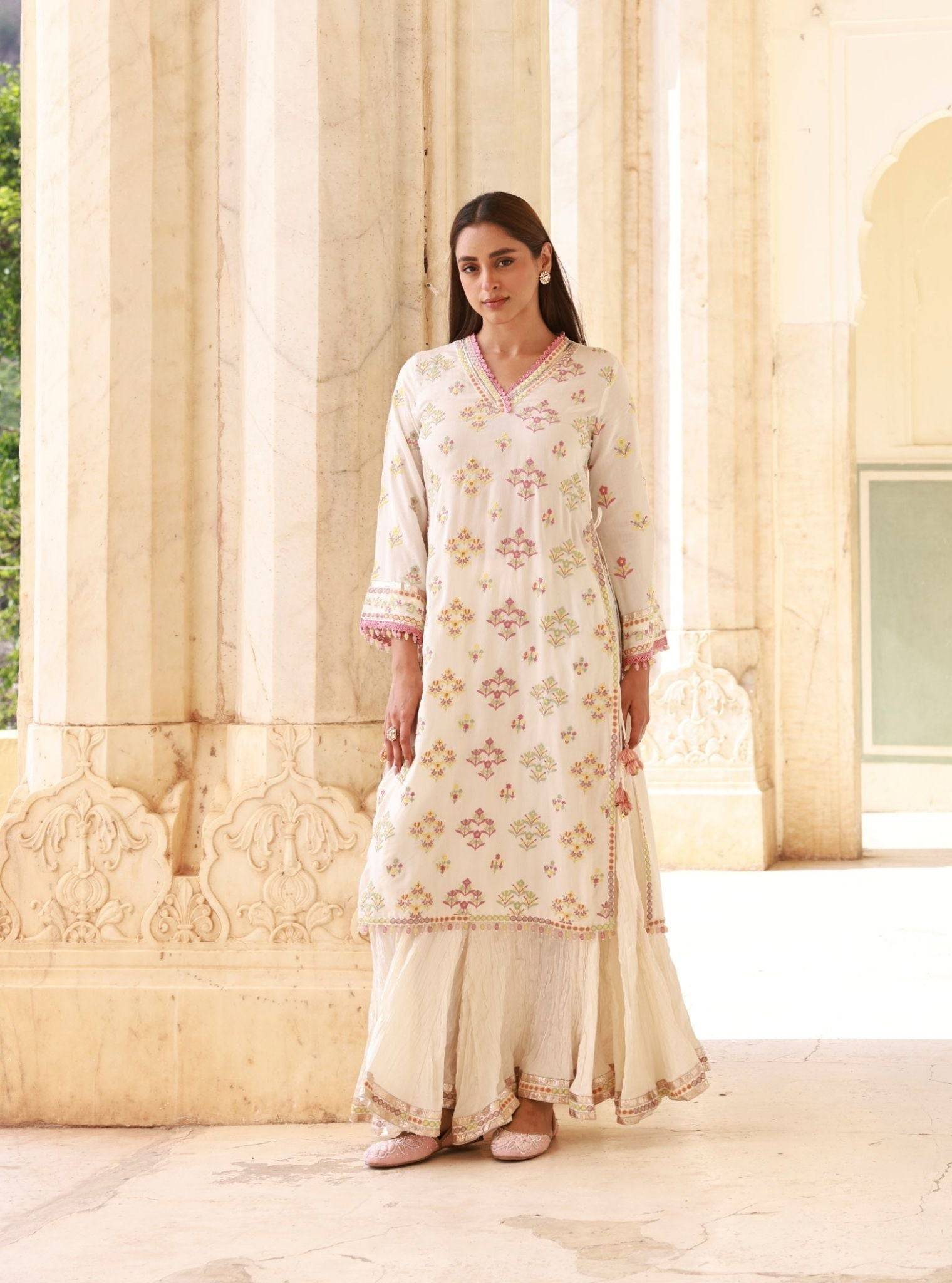 Anekya Lawn Off White Sharara Set