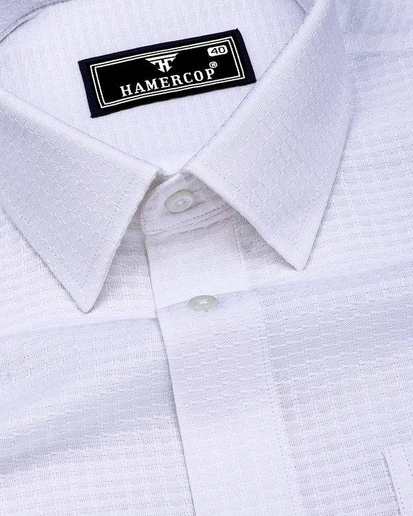 Coxen White Dobby Texture Cotton Shirt