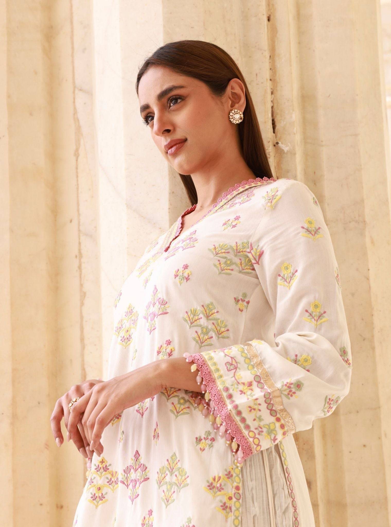 Anekya Lawn Off White Sharara Set