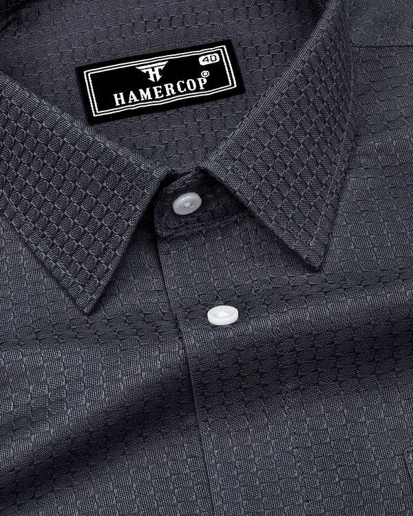 Coxen Gray Dobby Texture Cotton Shirt
