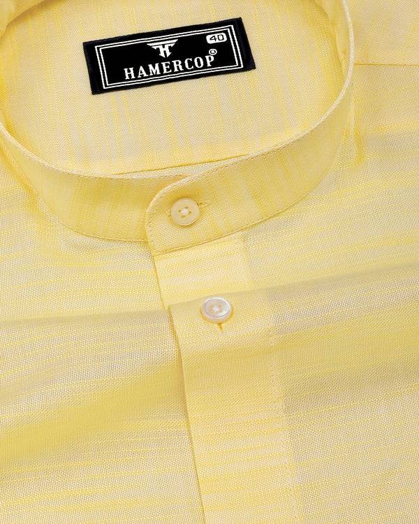 Clinton Yellow Solid Linen Cotton Shirt
