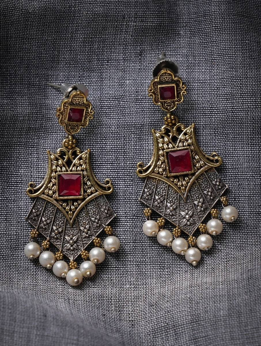 Women Tribal Brass Dangler Earrings