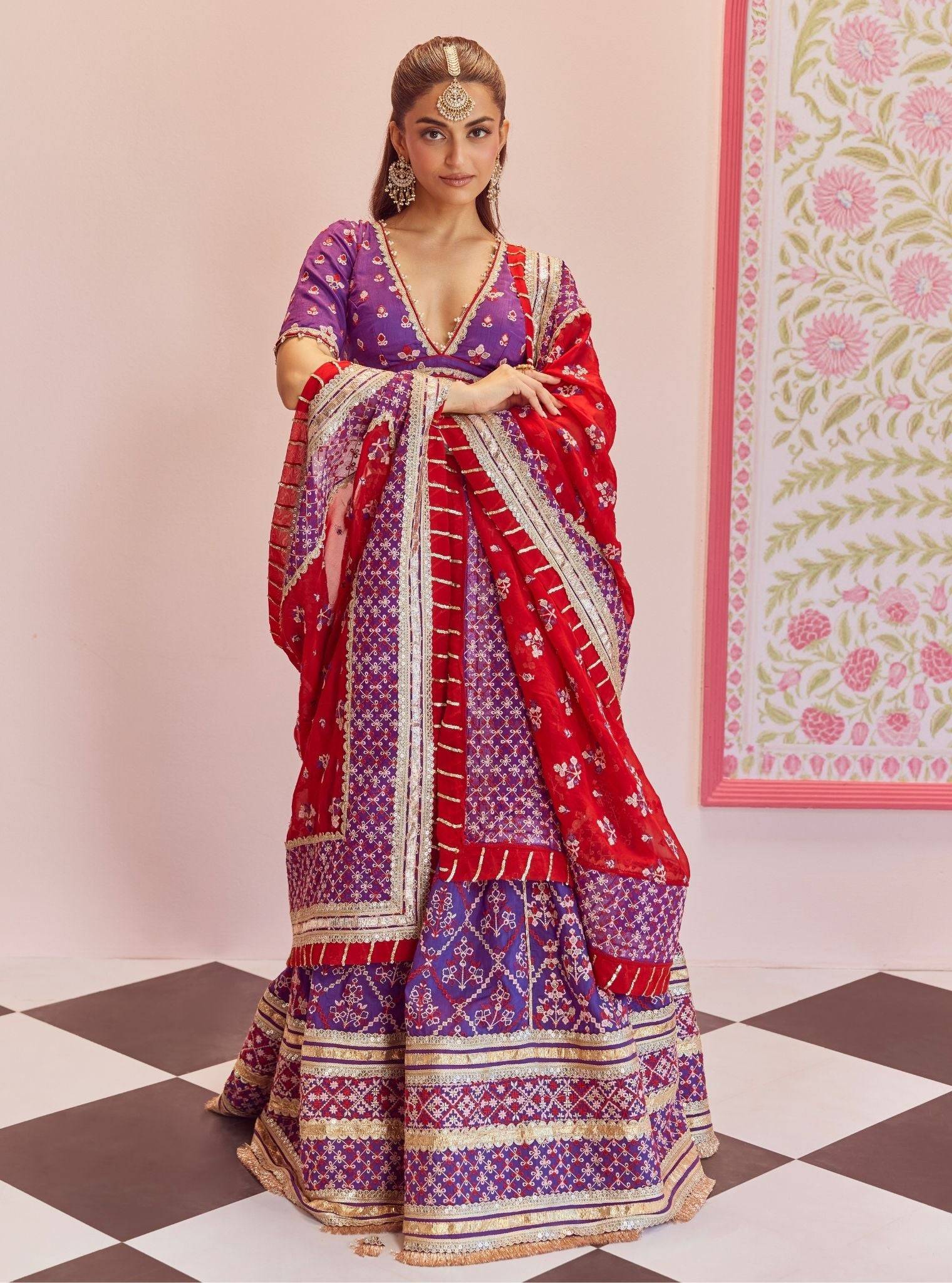Anton Bemberg Silk Purple Lehenga