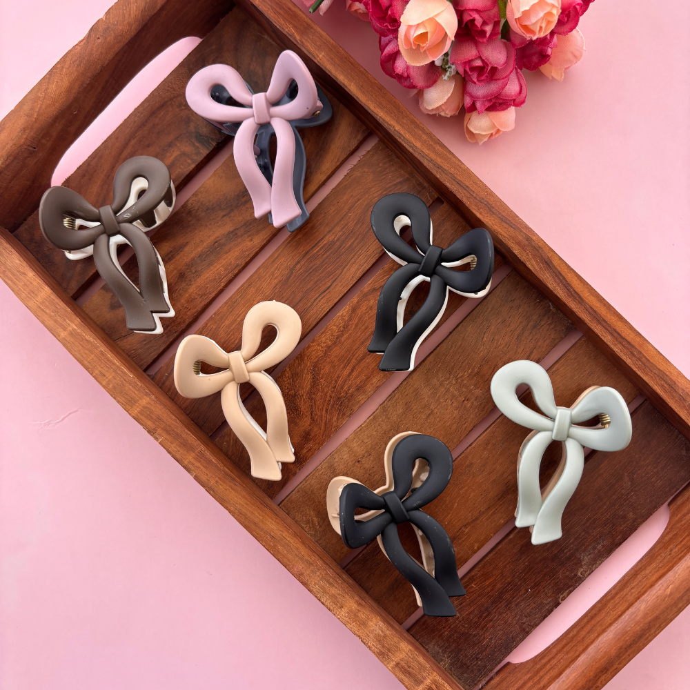 Dual Colour Bow Hair Claw - Medium