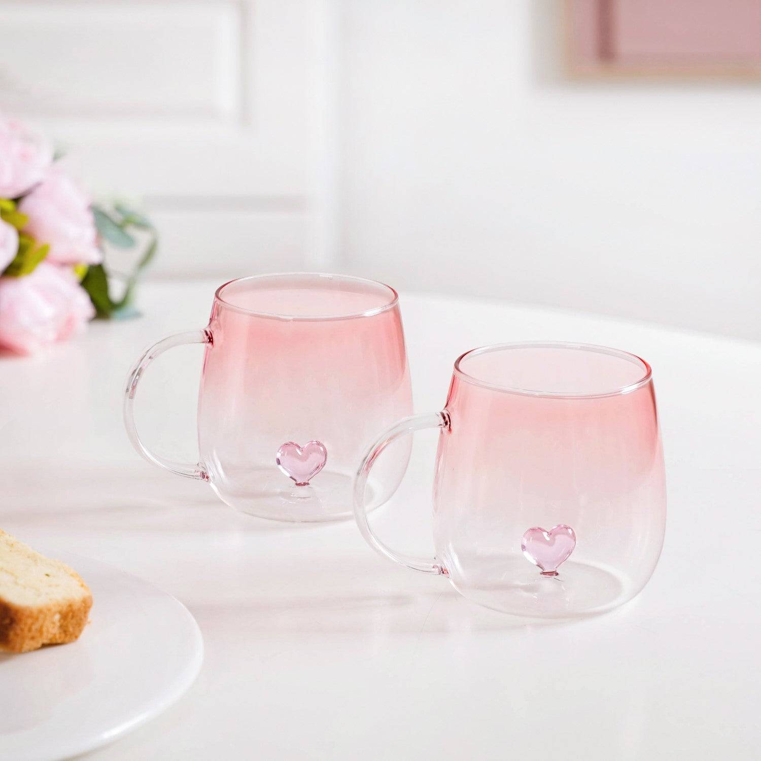 3D Pink Heart Ombre Mug Set Of 2 450ml buy only at ₹1190