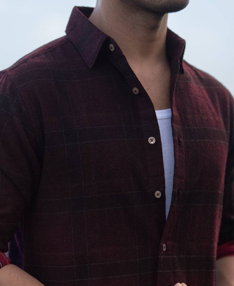 Wine Ombre Checks Shirt Buy @ ₹1099