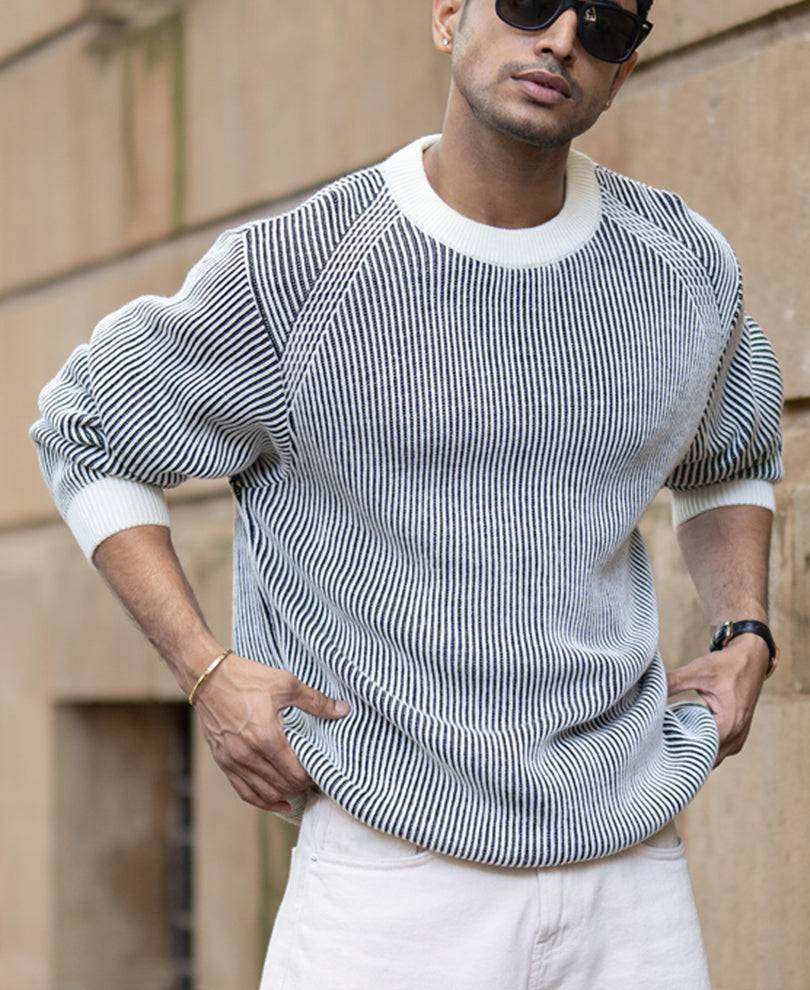 Black And White Striped Sweater Buy @ ₹1399