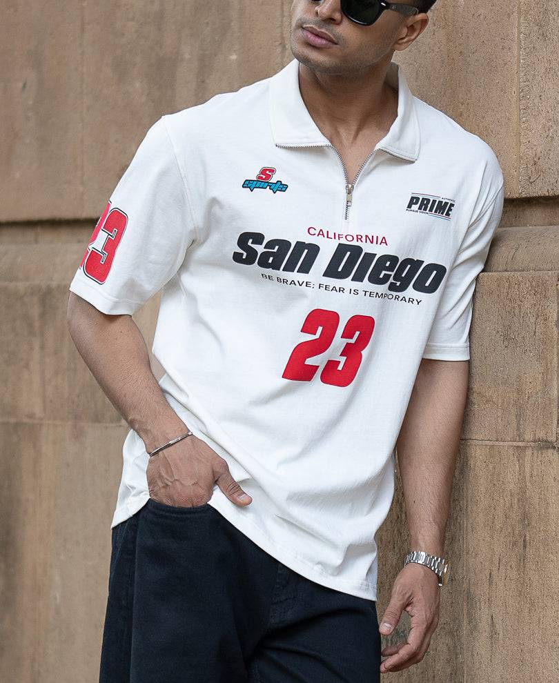 Offwhite Printed Zipper T-Shirt Buy @ ₹999