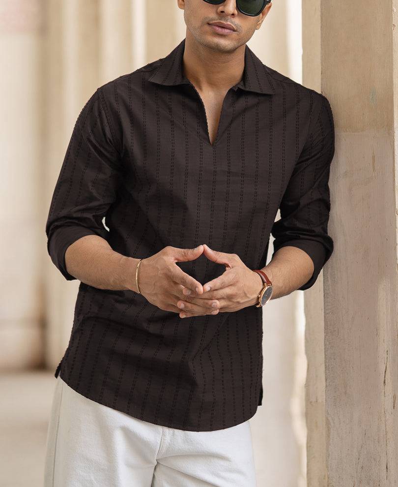 Dark Grey Structured Regular Fit Shirt Buy @ ₹699