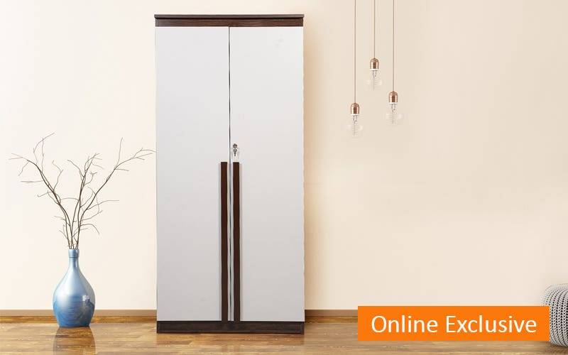 Gudsmith Lustro 2 Door Wadrobe with Long Handel In Columbian Walnut Finish