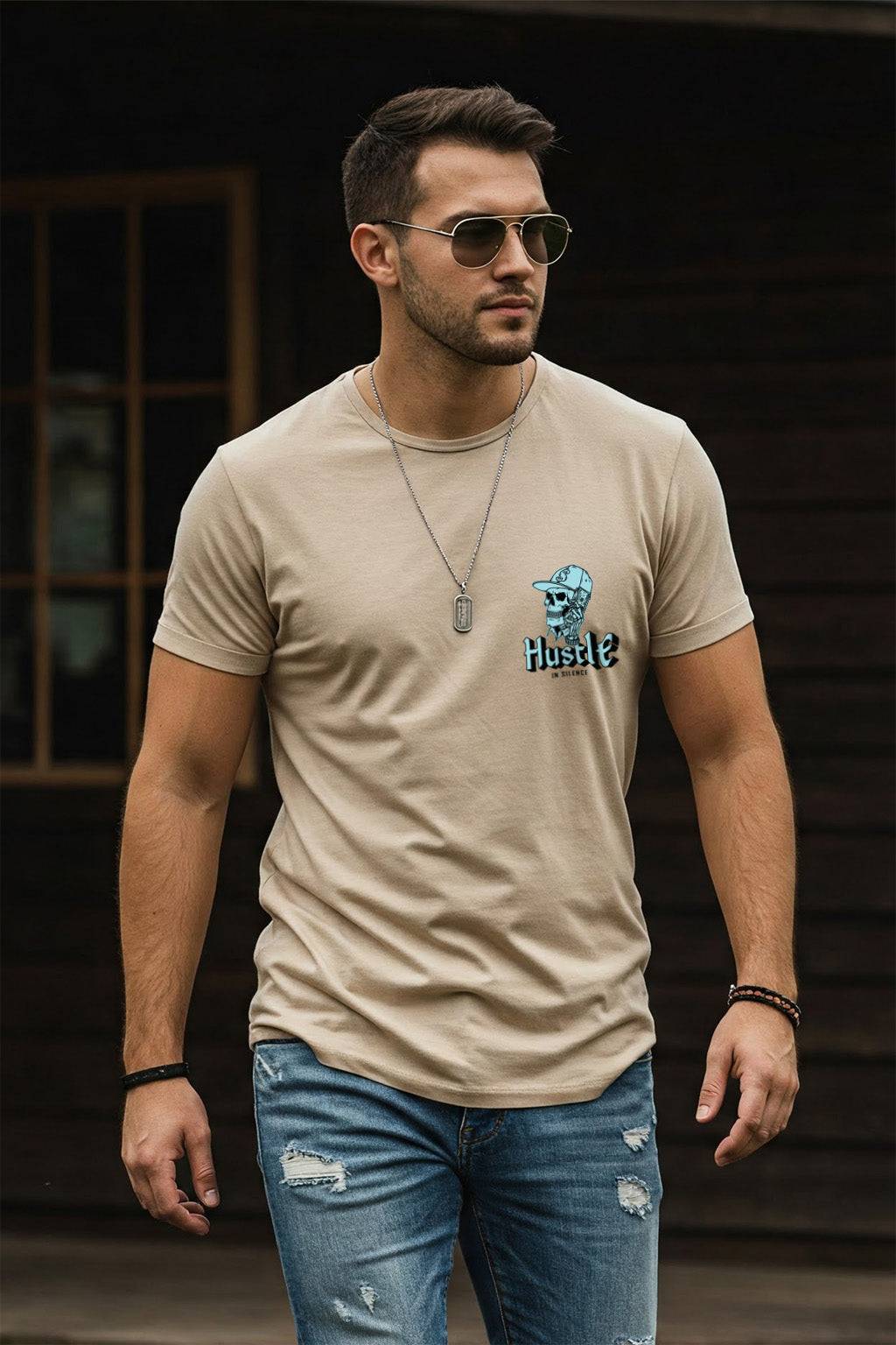 Hustle Swanwhite Regular Fit Printed T-shirt