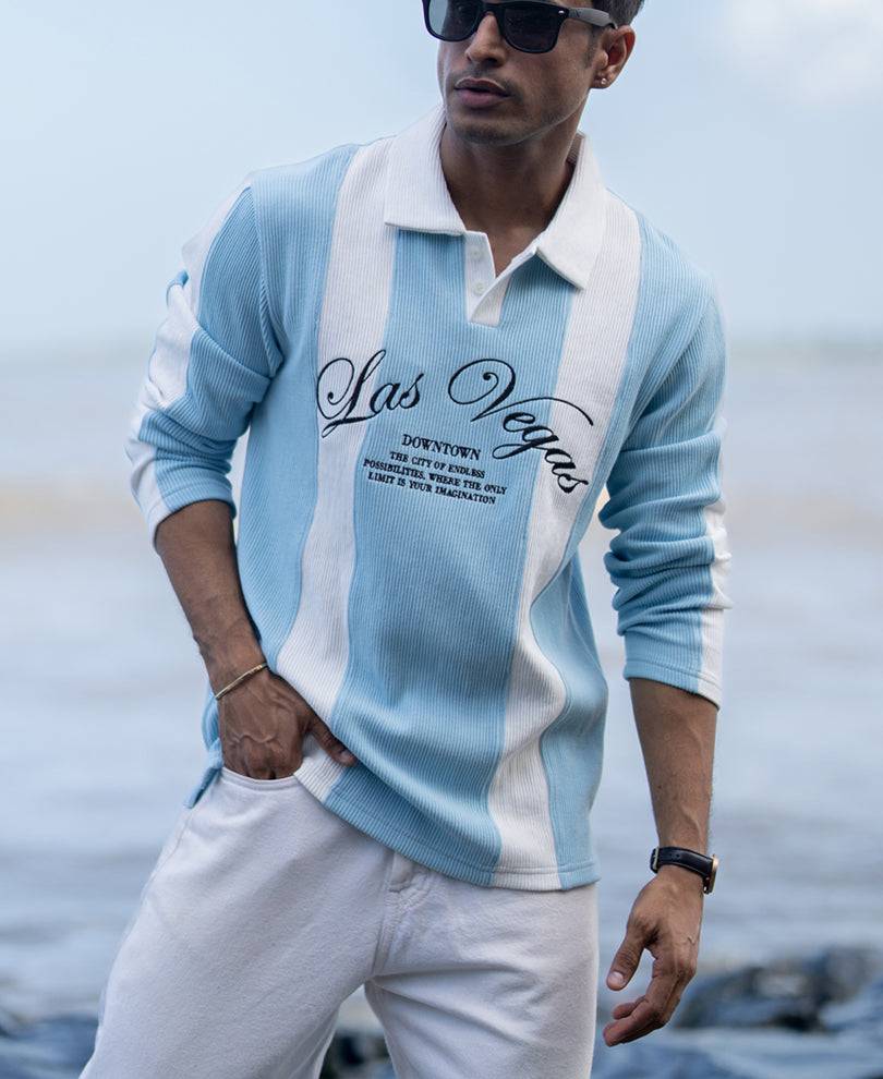 Blue Paneled Embroidery T-Shirt Buy @ ₹1199