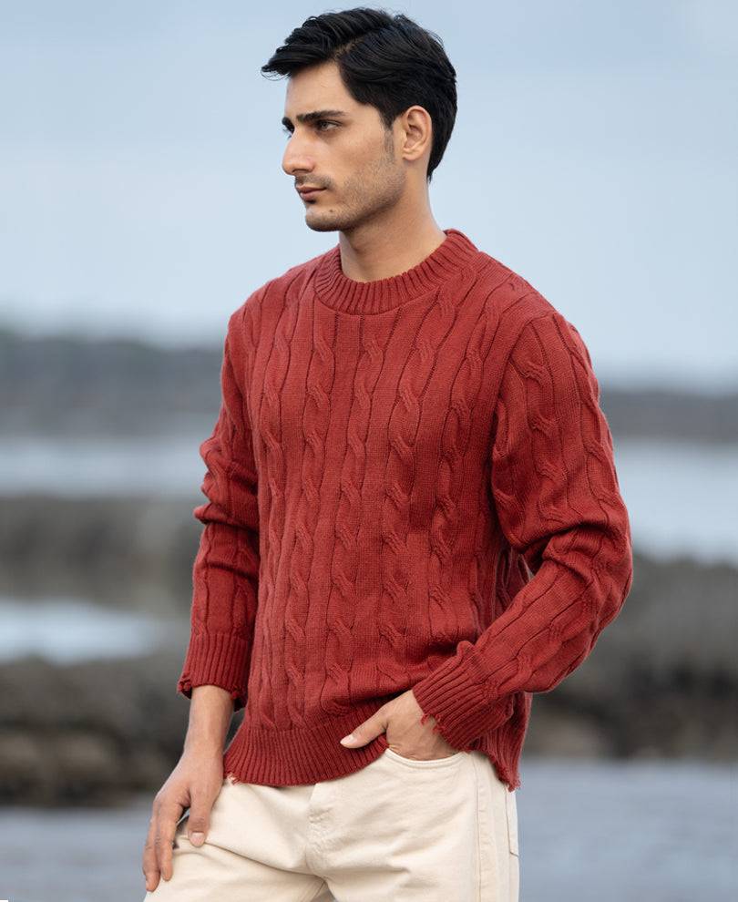 Ochre Cable Knit Sweater Buy @ ₹1299