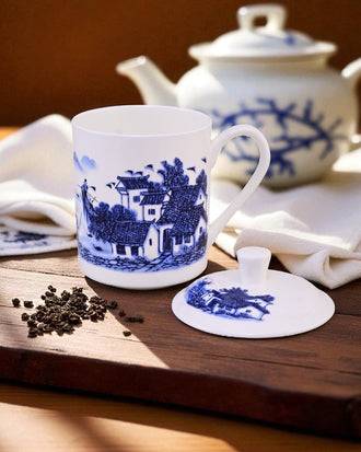 'Blue Cottage' Fine Bone China Mug