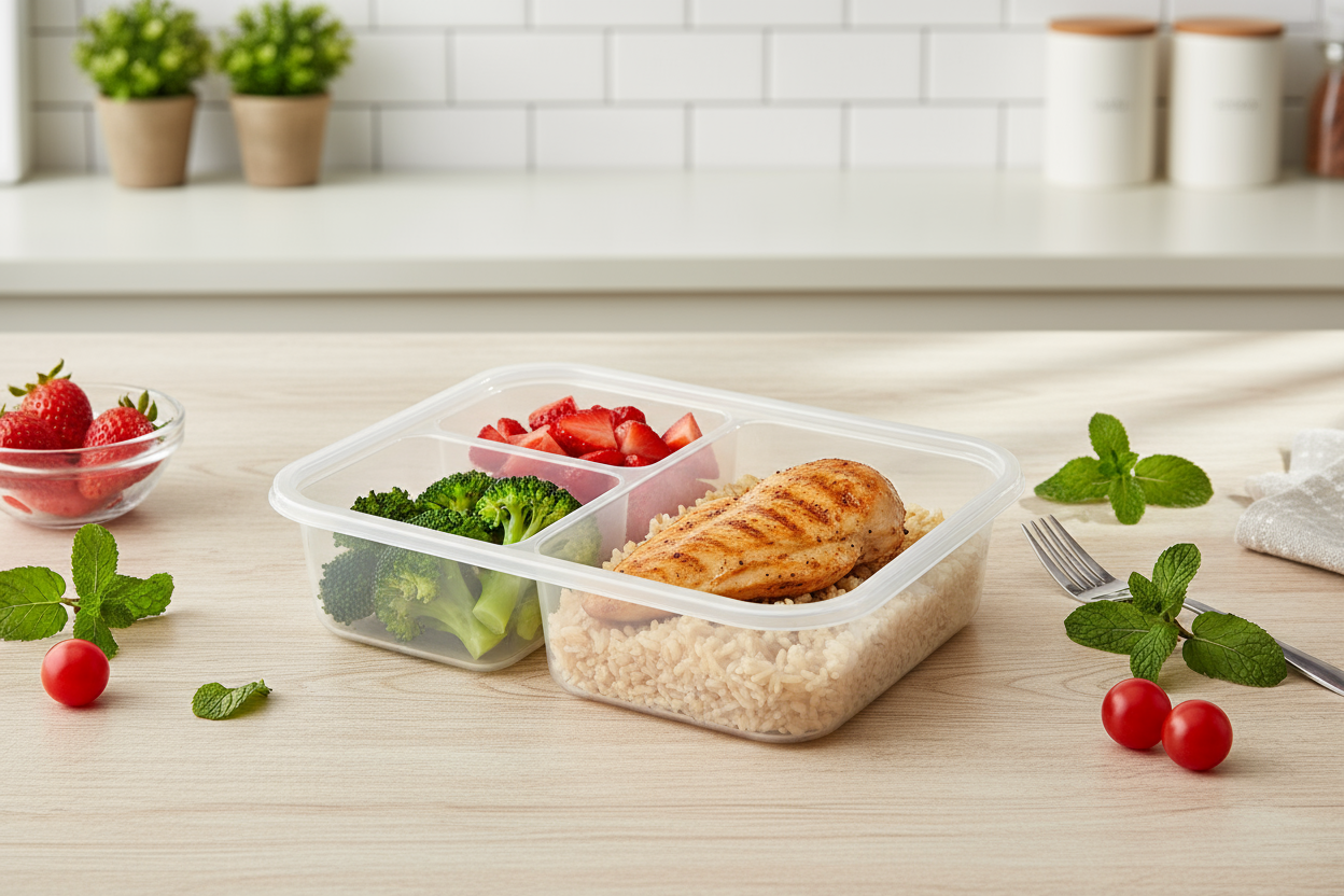3-Compartment Food Storage Container with Lid – Leakproof Meal Prep Lunch Box for Office, School & Kitchen Storage (Pack of 1) Buy @ ₹149