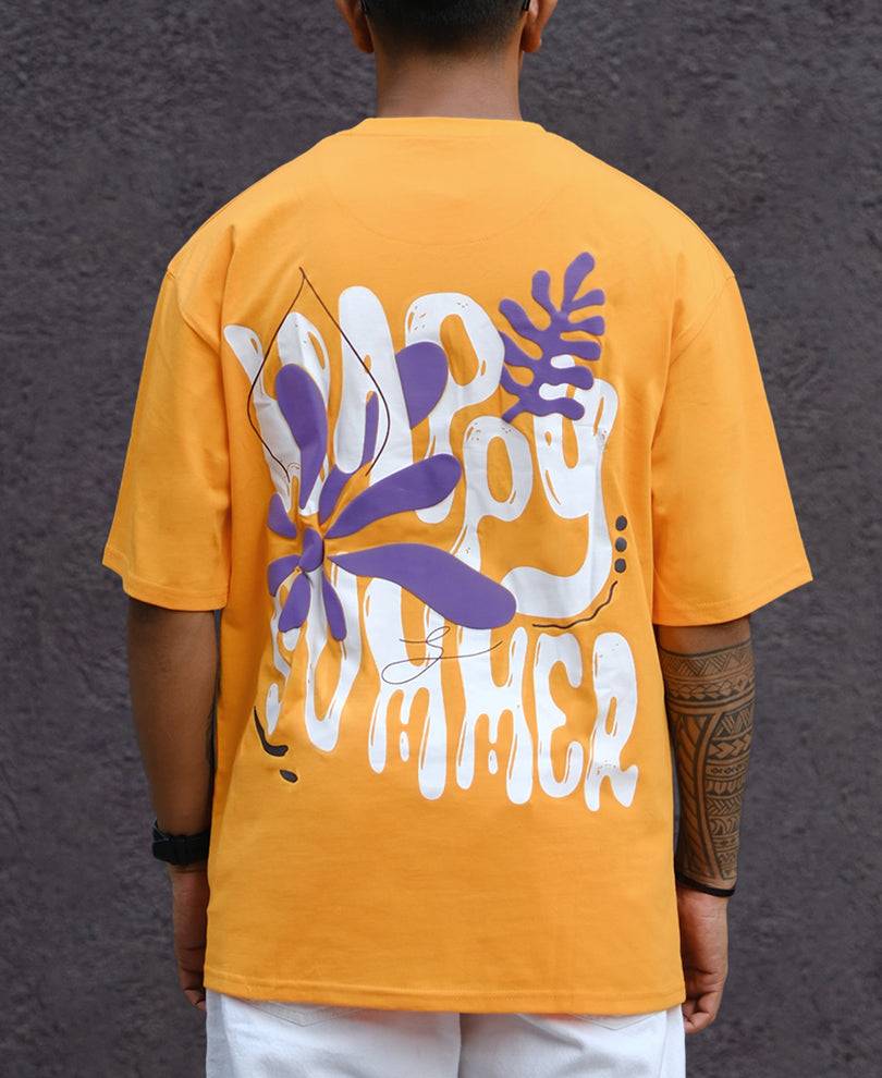 Mustard Structured Printed Oversized Half Sleeves T Shirt Buy @ ₹499