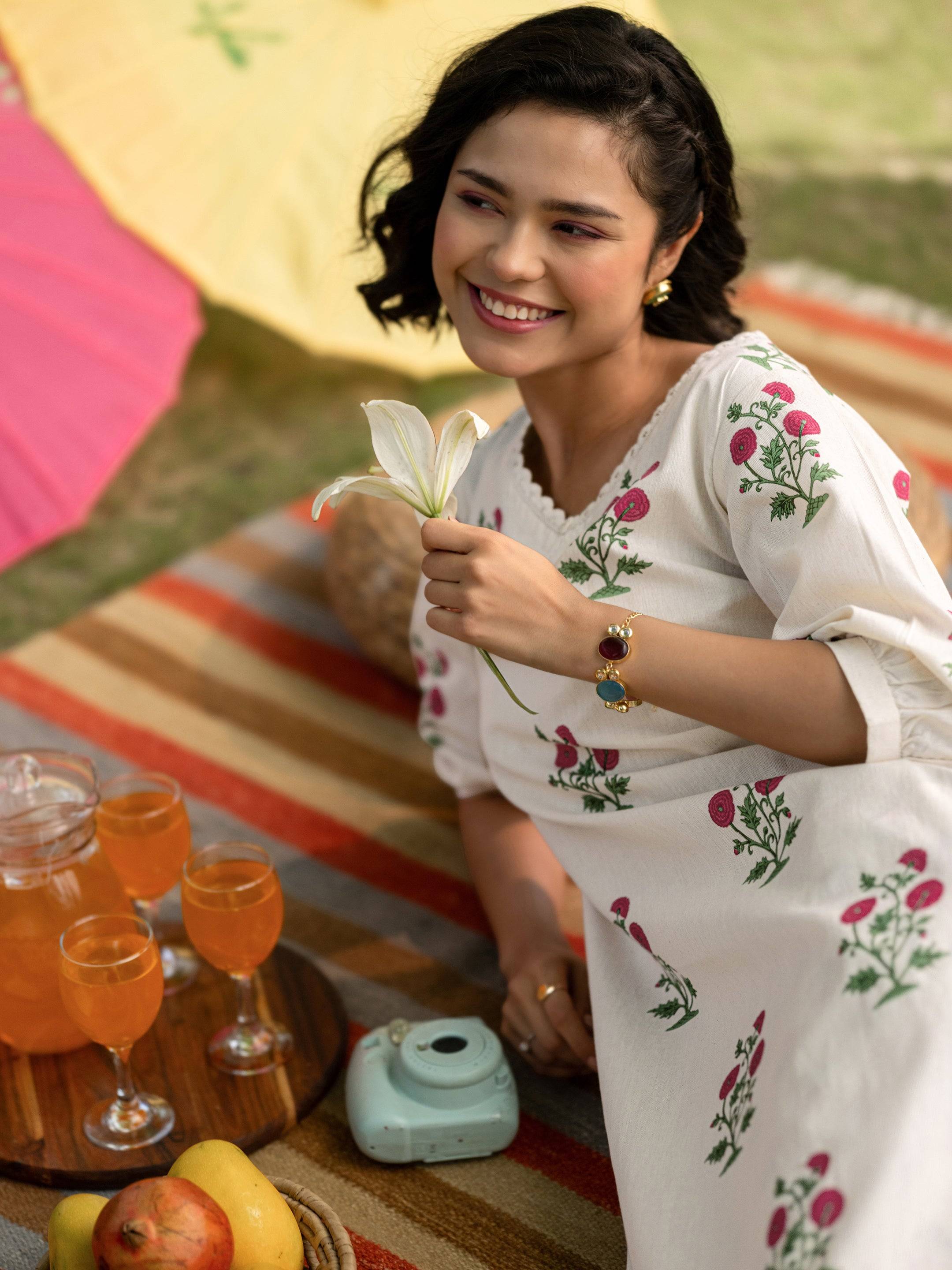 Off white Printed Cotton Straight Kurta... Buy only at ₹2799