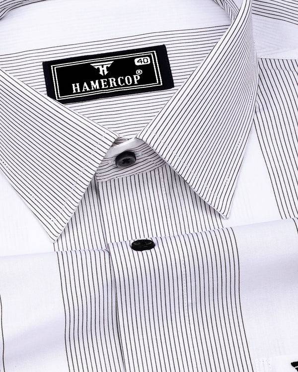 Krong White With Black Pencil Stripe Cotton Shirt