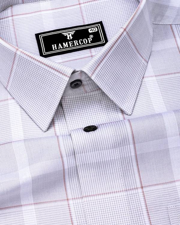 Nordic Gray With White Check Formal Cotton Shirt