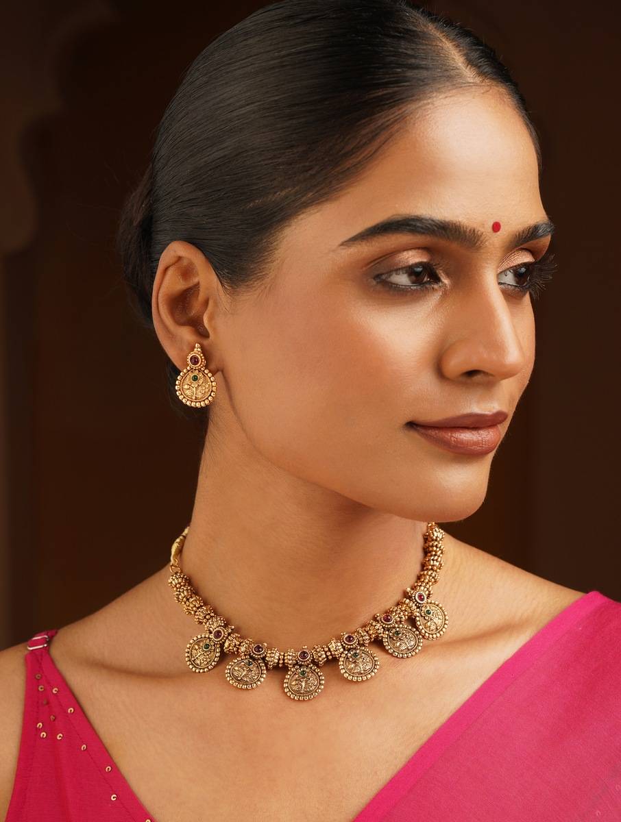 Women Temple Copper Necklace Set