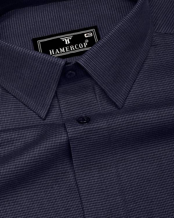Gray With Black Micro Houndstooth Premium Cotton Shirt