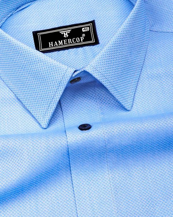 Barnet Blue Dobby Texture Formal Cotton Shirt