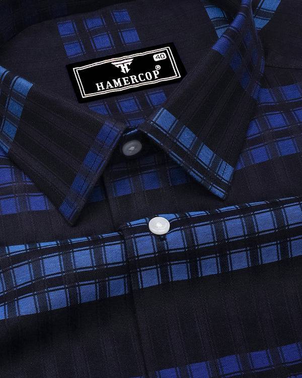 Ermont Black With Blue Check Cotton Shirt