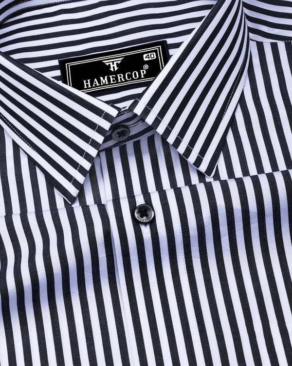 Zesta Black With White Candy Stripe Premium Cotton Shirt