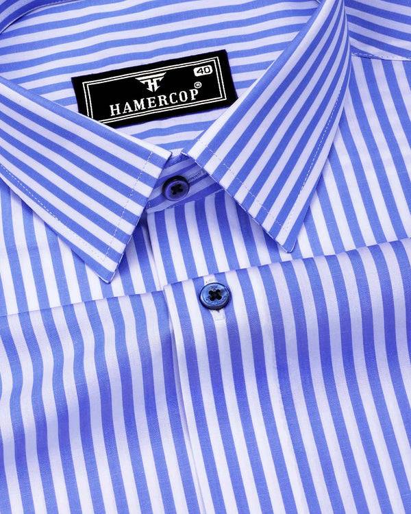 Zesta Blue With White Candy Stripe Premium Cotton Shirt