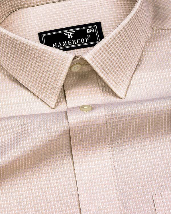 Swifton Cream With White Dobby Formal Cotton Shirt
