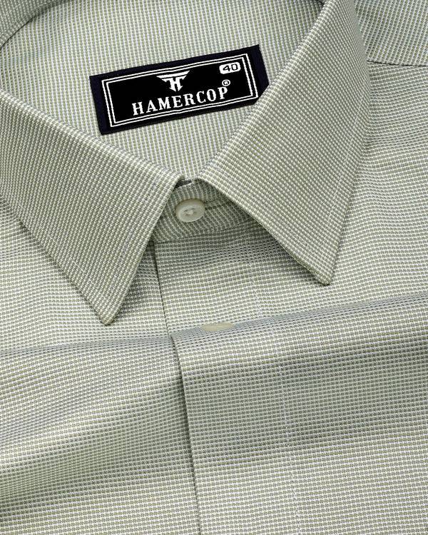 Green Foho With White Dobby Textured Giza Shirt