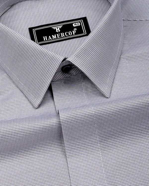 Cloud Gray Foho With White Dobby Textured Giza Shirt