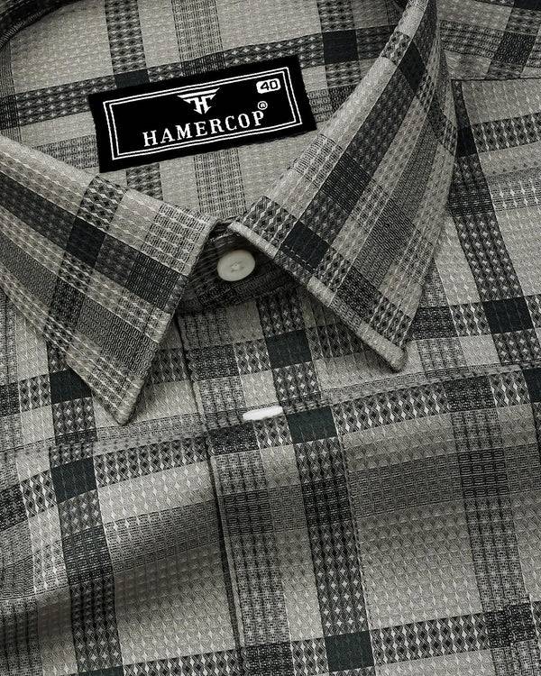 Newton Crocodile Green Waffle Dobby Check Shirt