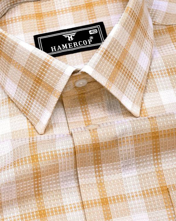Assert Cream With White Waffle Dobby Check Shirt