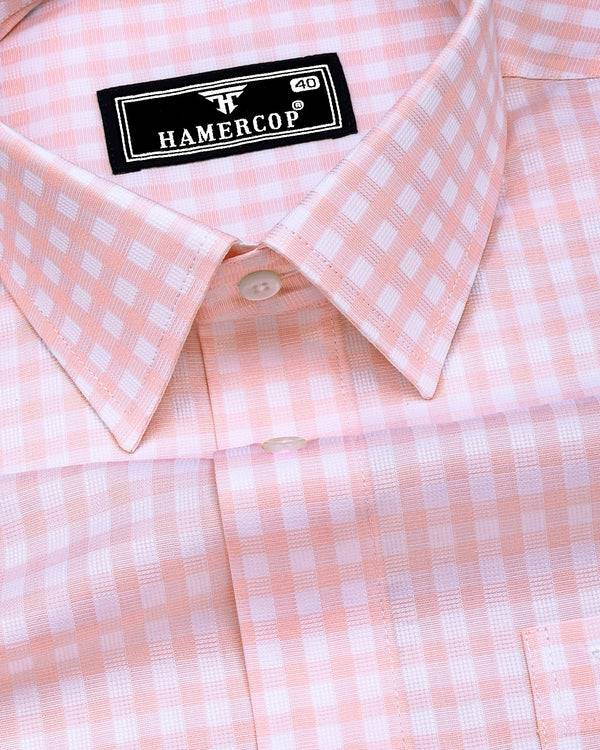 Blink Pink With White Dobby Check Premium Giza Shirt