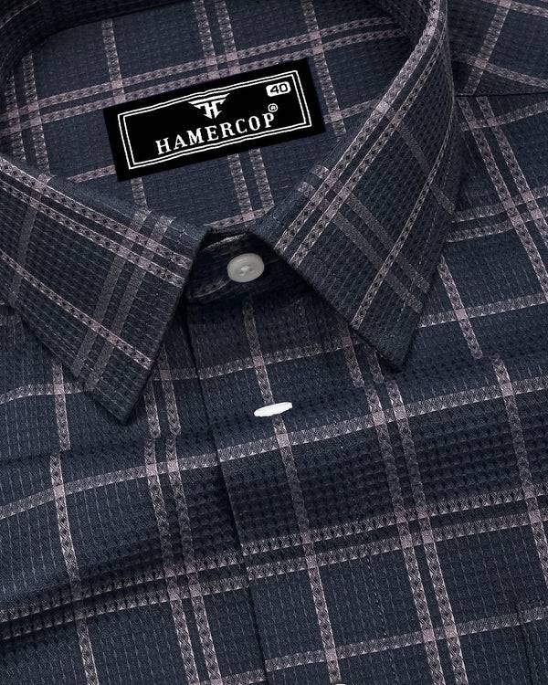 Otok Charcoal Gray With Silver Waffle Dobby Check Shirt
