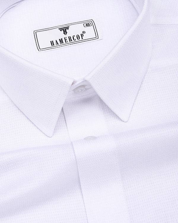 Jasmine White Dobby Texture Premium Cotton Shirt