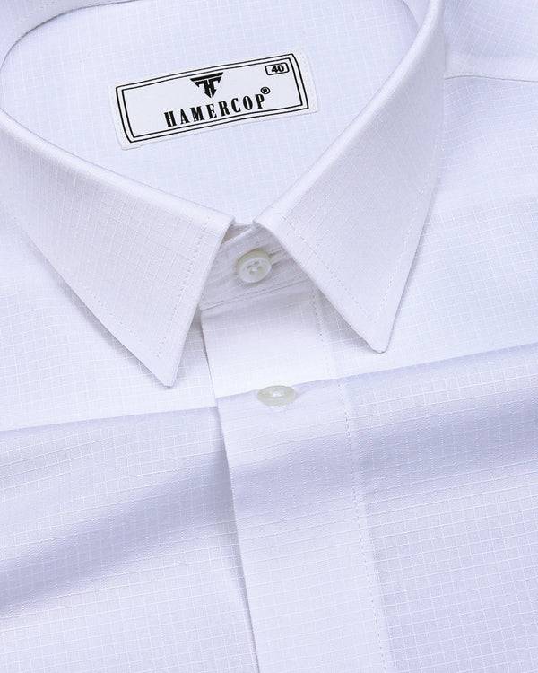 Chalk White Self Check Dobby Cotton Shirt