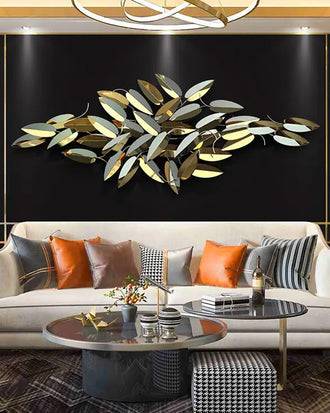 Leaf Modelling Titanium Arts Wall Mirror Sculpture