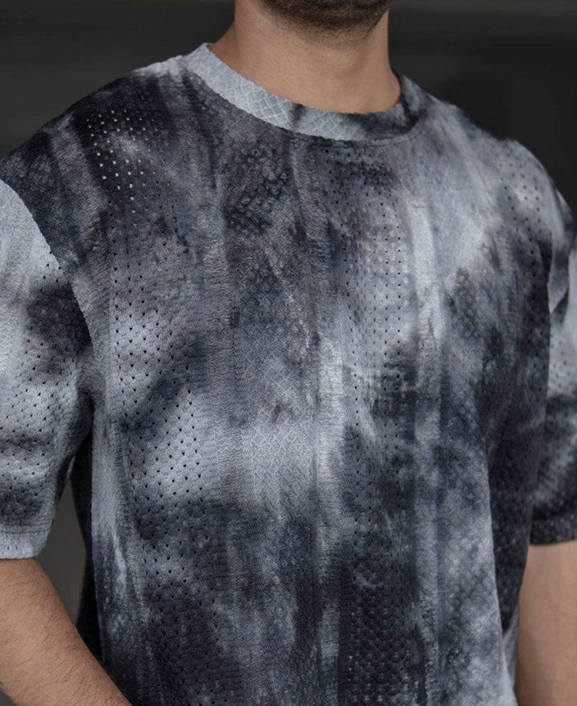 Black and Grey Oversized Tie Dye Printed Half Sleeves T Shirt Buy @ ₹499