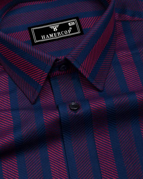 Turbo Blue With Red Stripe Premium Giza Shirt