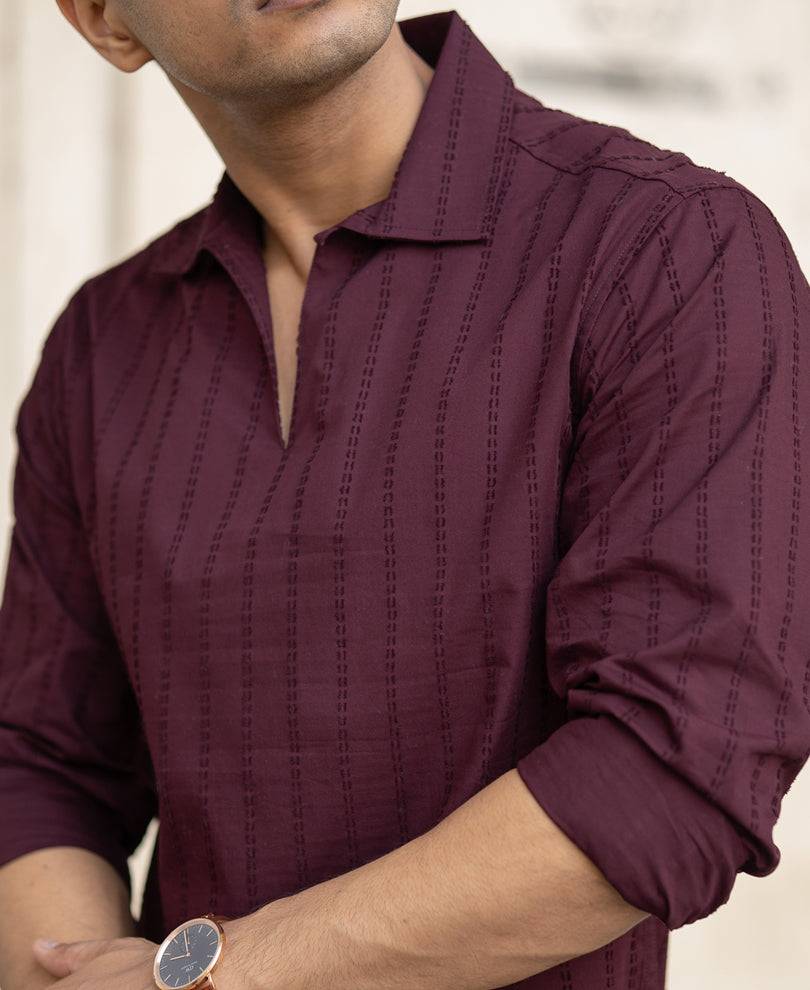 Wine Structured Regular Fit Shirt Buy @ ₹999
