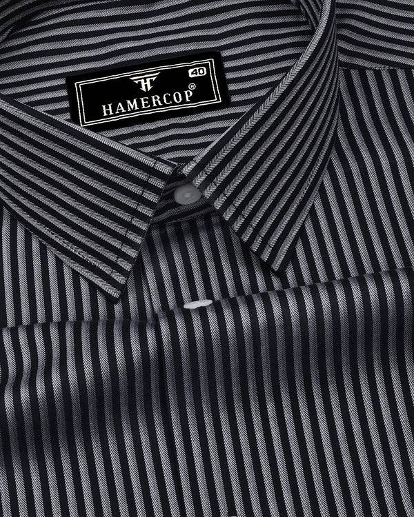 Tossida Black With White Stripe Premium Cotton Shirt