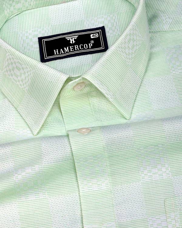 Pear Green Jacquard Textured Cotton Shirt