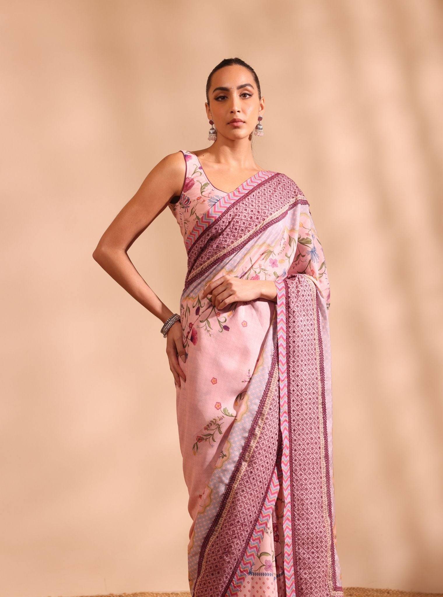 Niri Lawn Pink Saree